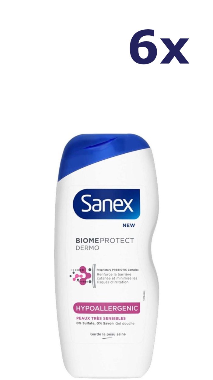 6x Sanex Douchegel 500ml Biomeprotect Dermo Hypoallergenic Zeer