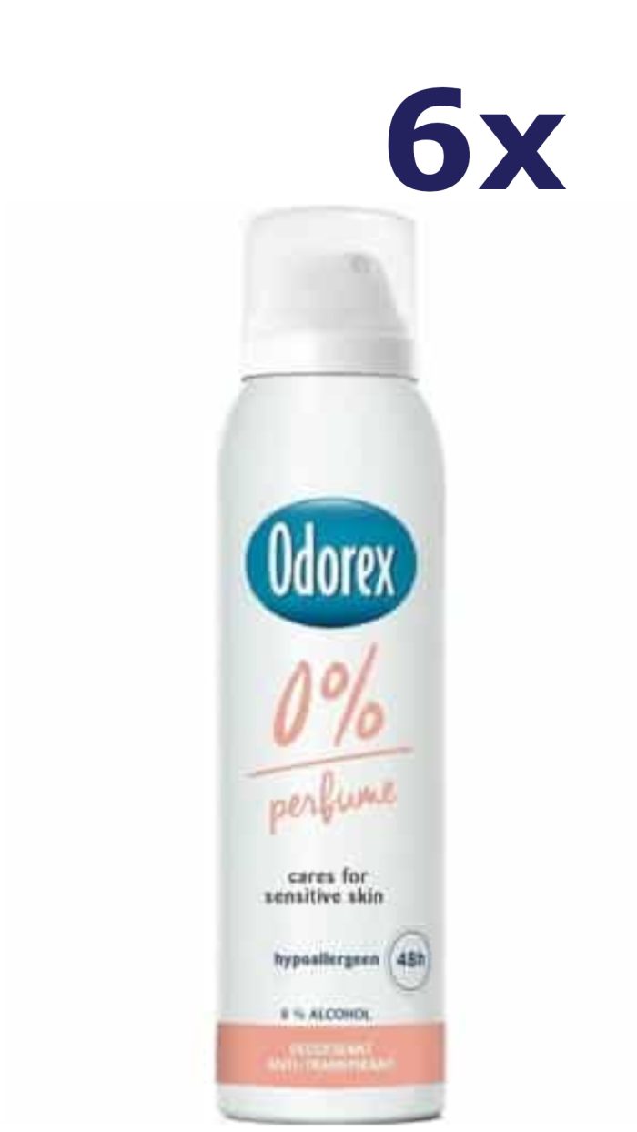 6x Odorex Deospray - 0% Parfum 150 ml