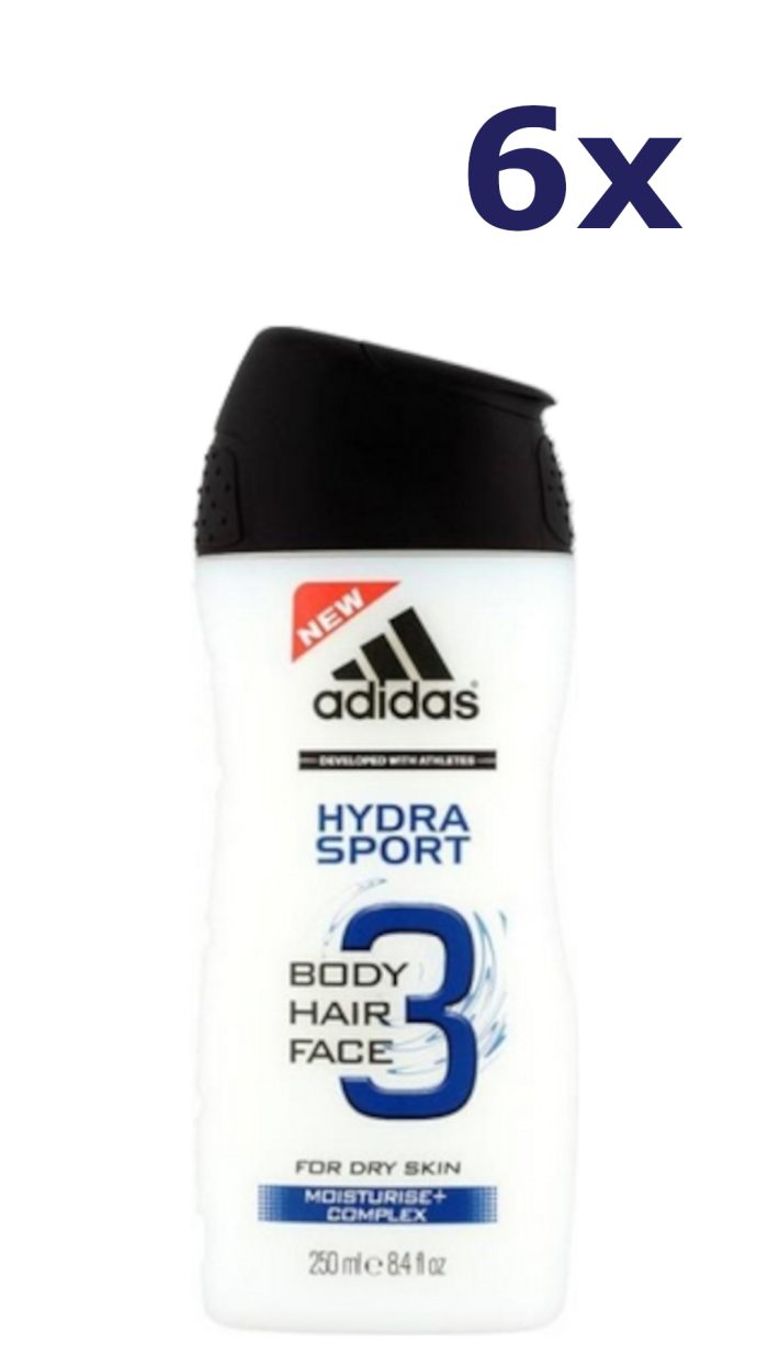 6x Adidas Douche & Shampoo Men - Hydra Sport 250ML