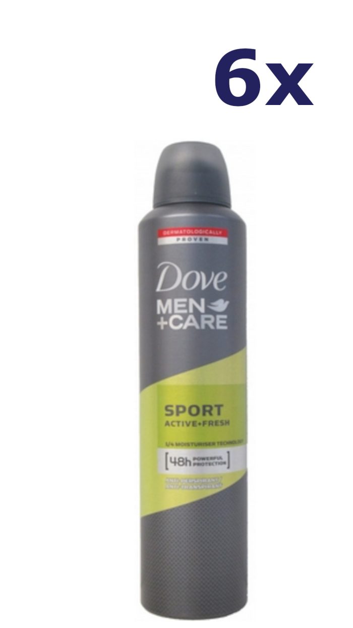 6x Dove Deospray Men - Care Sport Active + Fresh 250ml