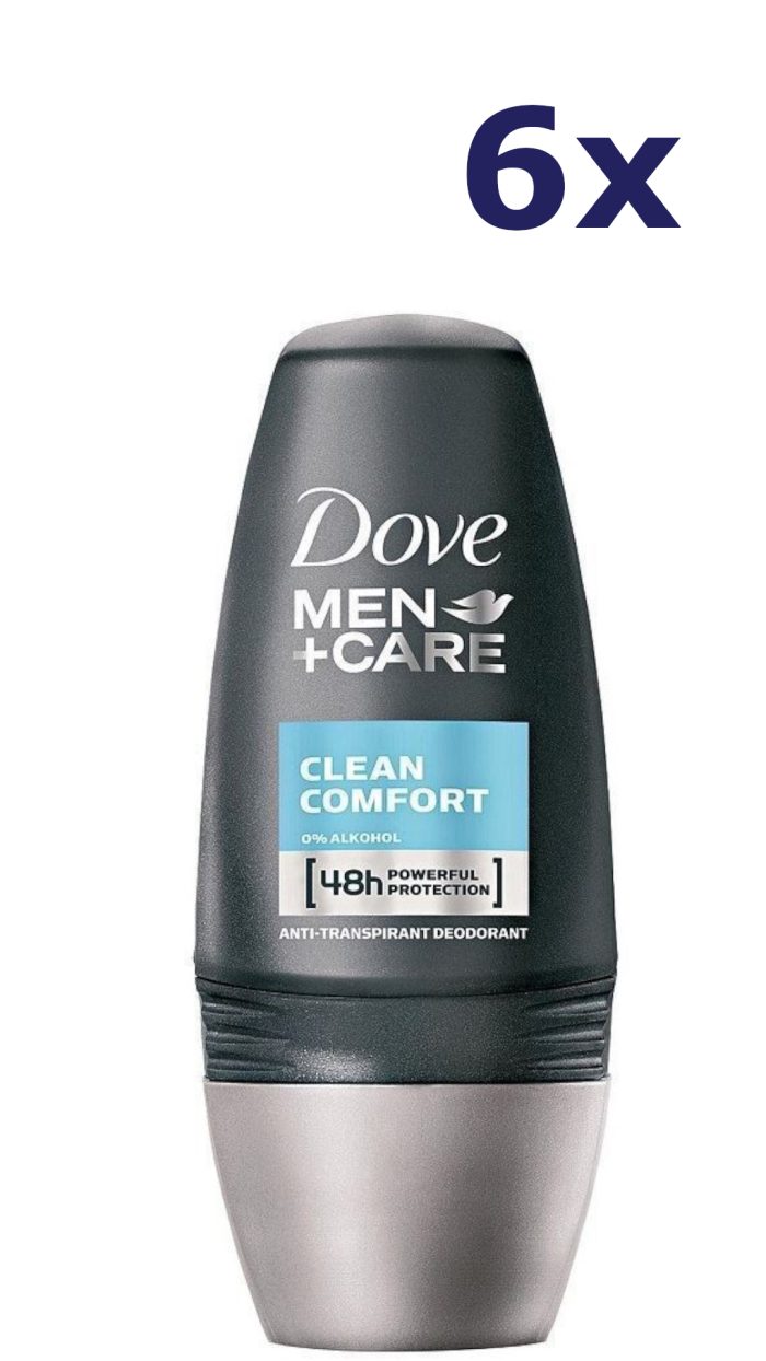 6x Dove Deo Roll-on Men - Care Clean Comfort 50 ml.