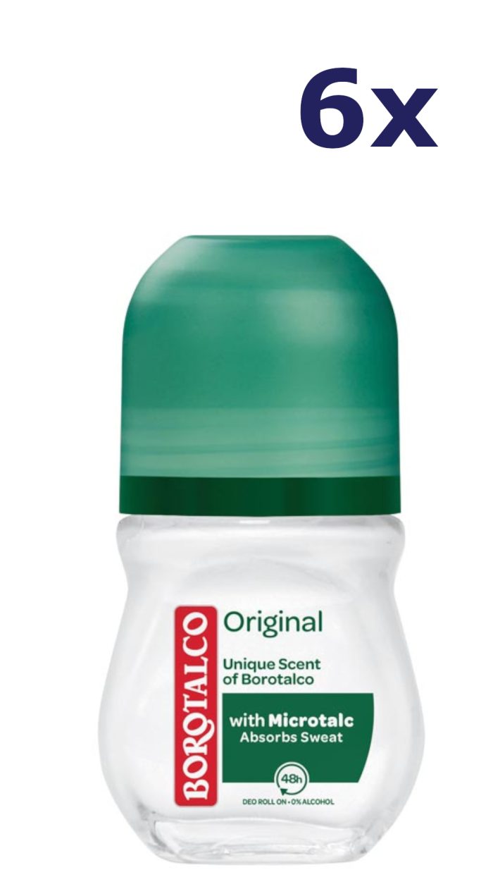 6x Borotalco Deo Roll-on - Original 50 ml