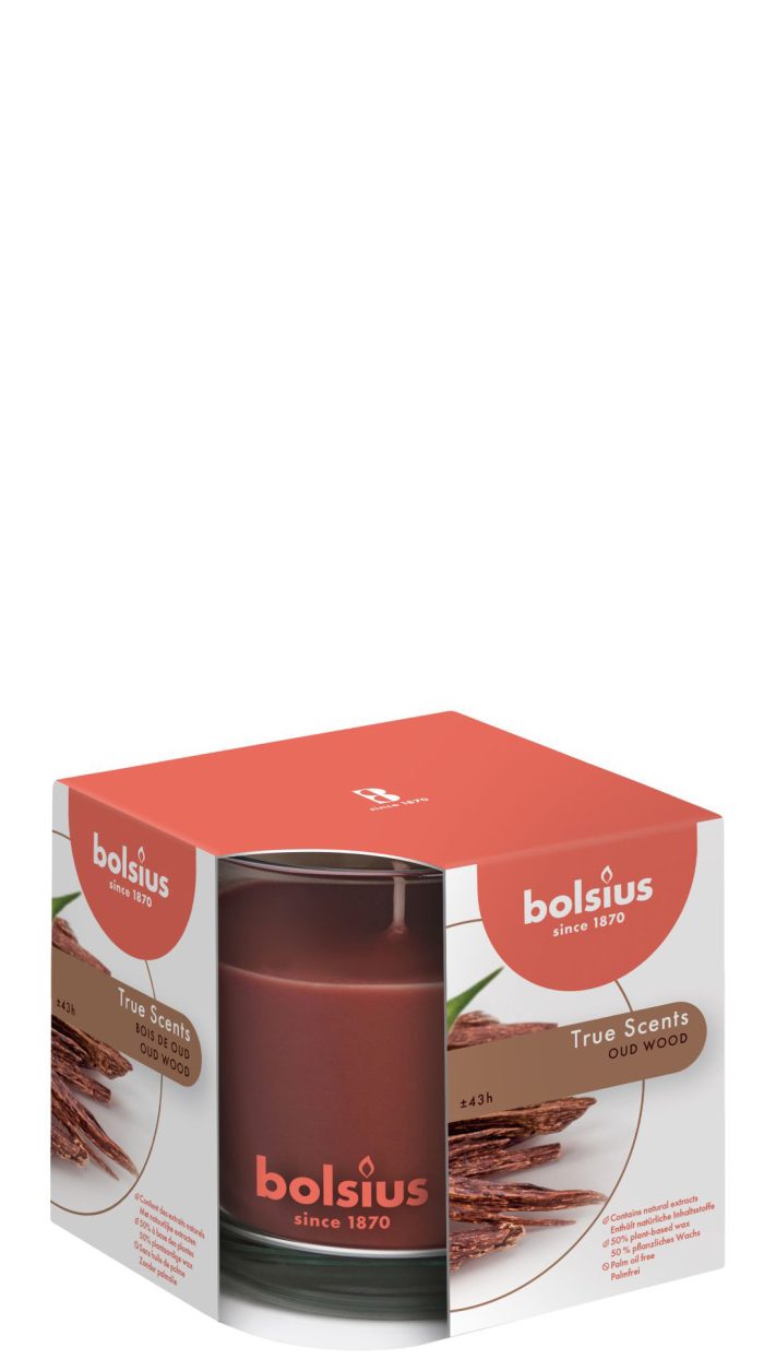 Bolsius true scents geurkaars in glas oud wood 95x95 MM