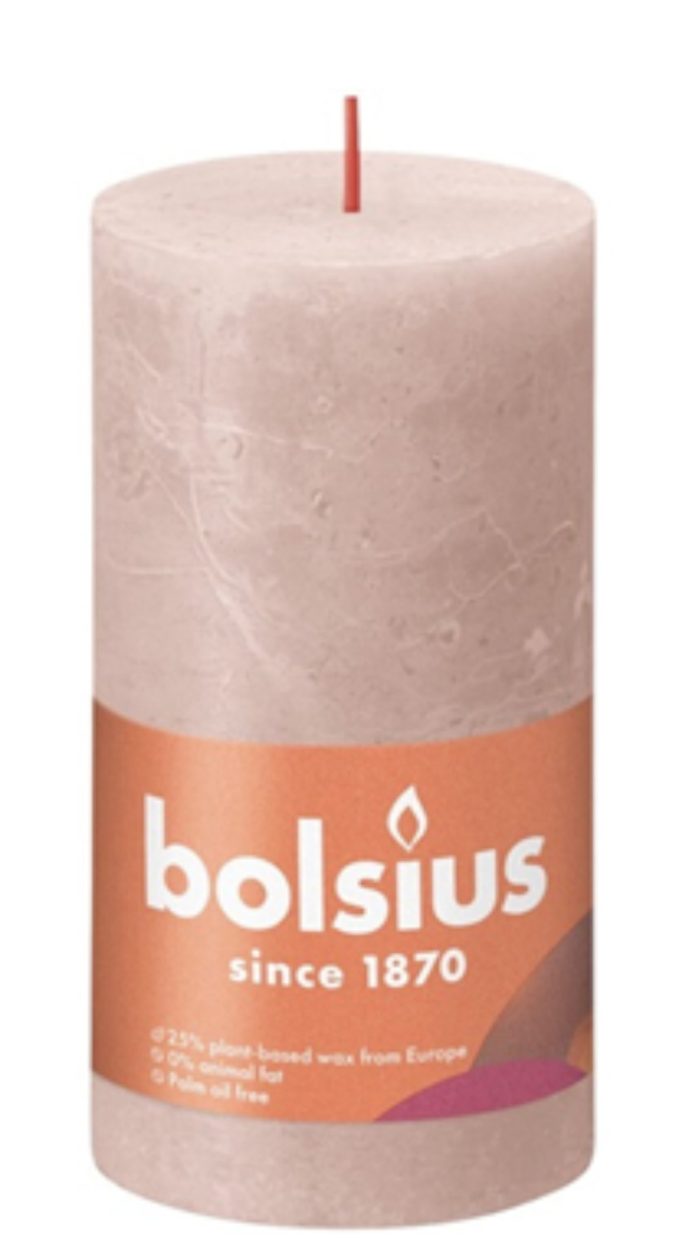 Bolsius rustiek stompkaars, misty roze 130x68 MM