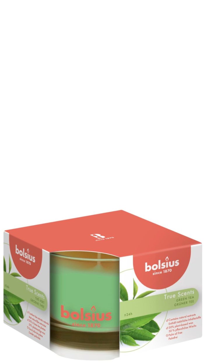 Bolsius true scents geurkaars in glas green tea 63x90CM