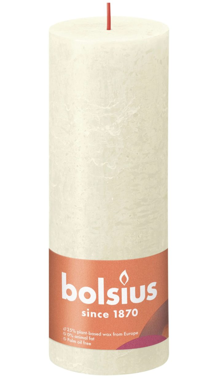 Bolsius rustiek stompkaars, soft parel, 190x68MM