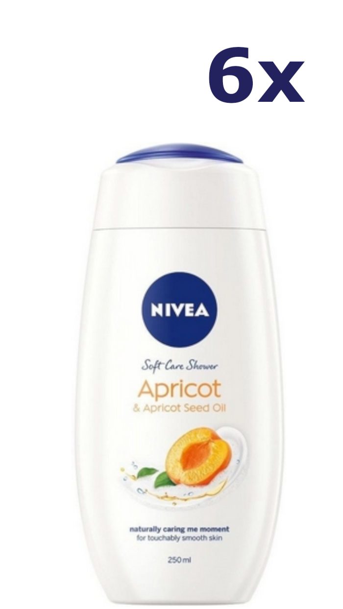 6x Nivea Douchegel - Soft Apricot 250 ml