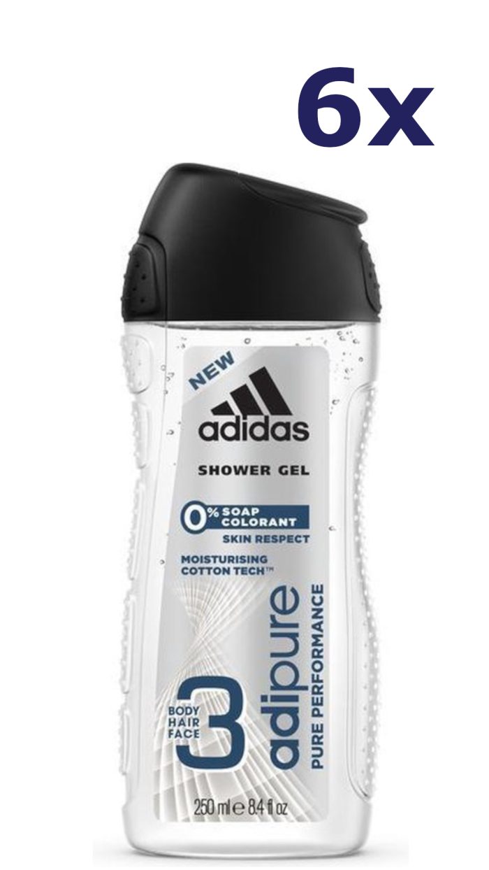 6x Adidas Douche & Shampoo Men – Adipure 250 ml