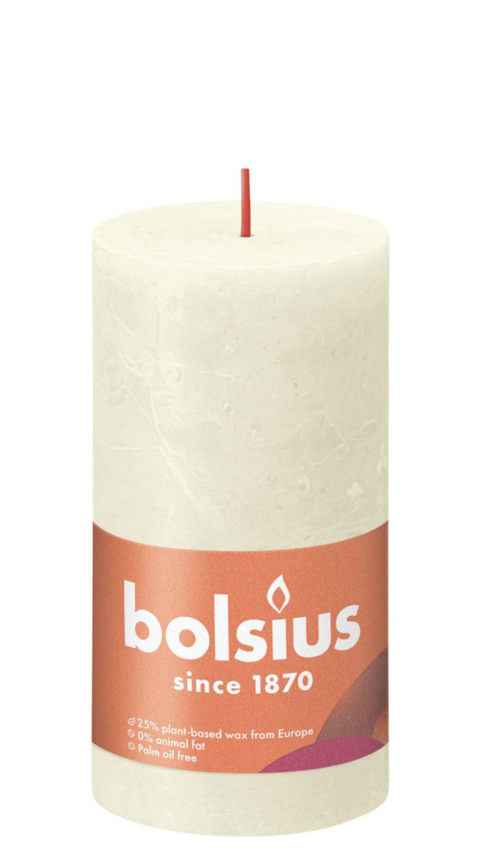 Bolsius rustiek stompkaars, soft parel,130X68 MM