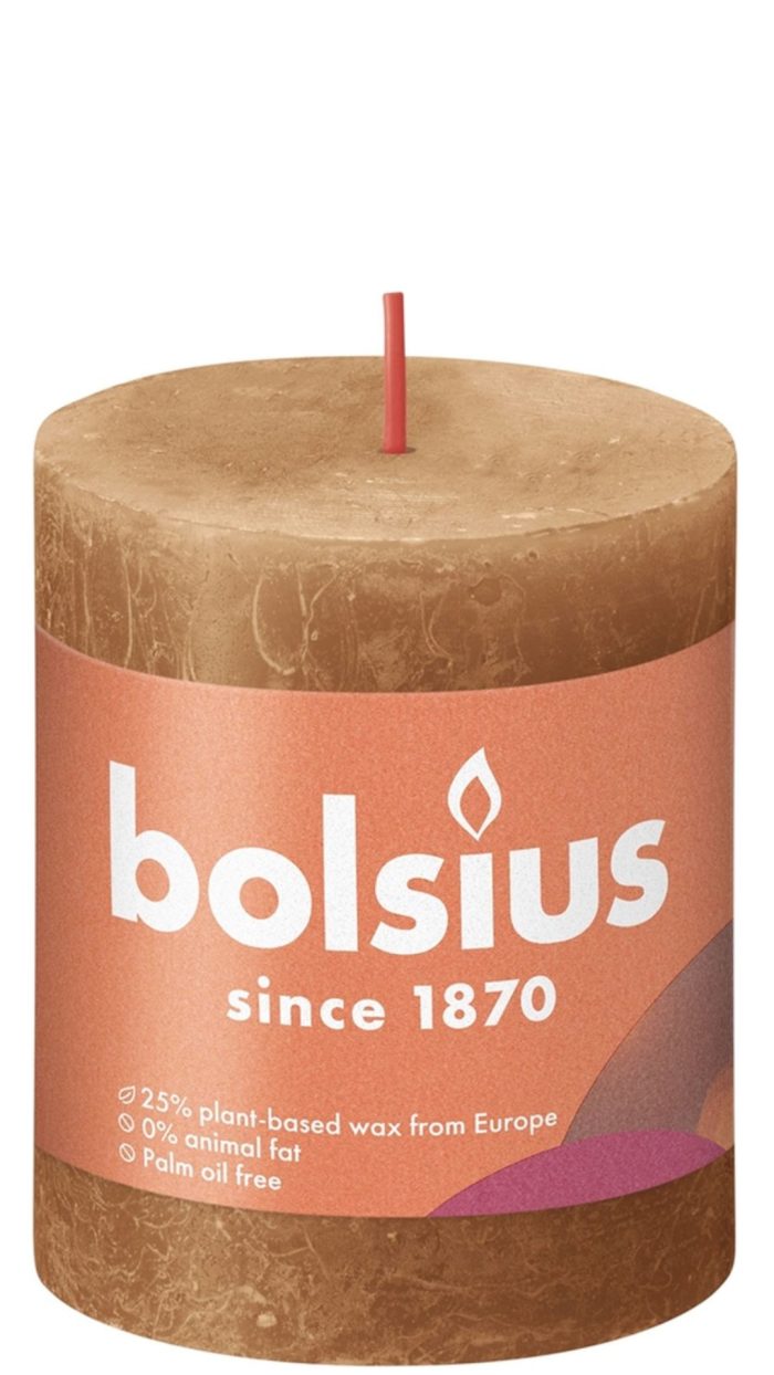 Bolsius rustiek stompkaars, spicy bruin, 80X68 MM