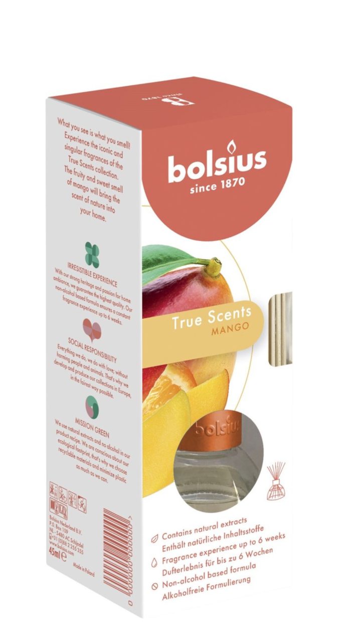 Bolsius geurverspreider 45ML, True scents mango