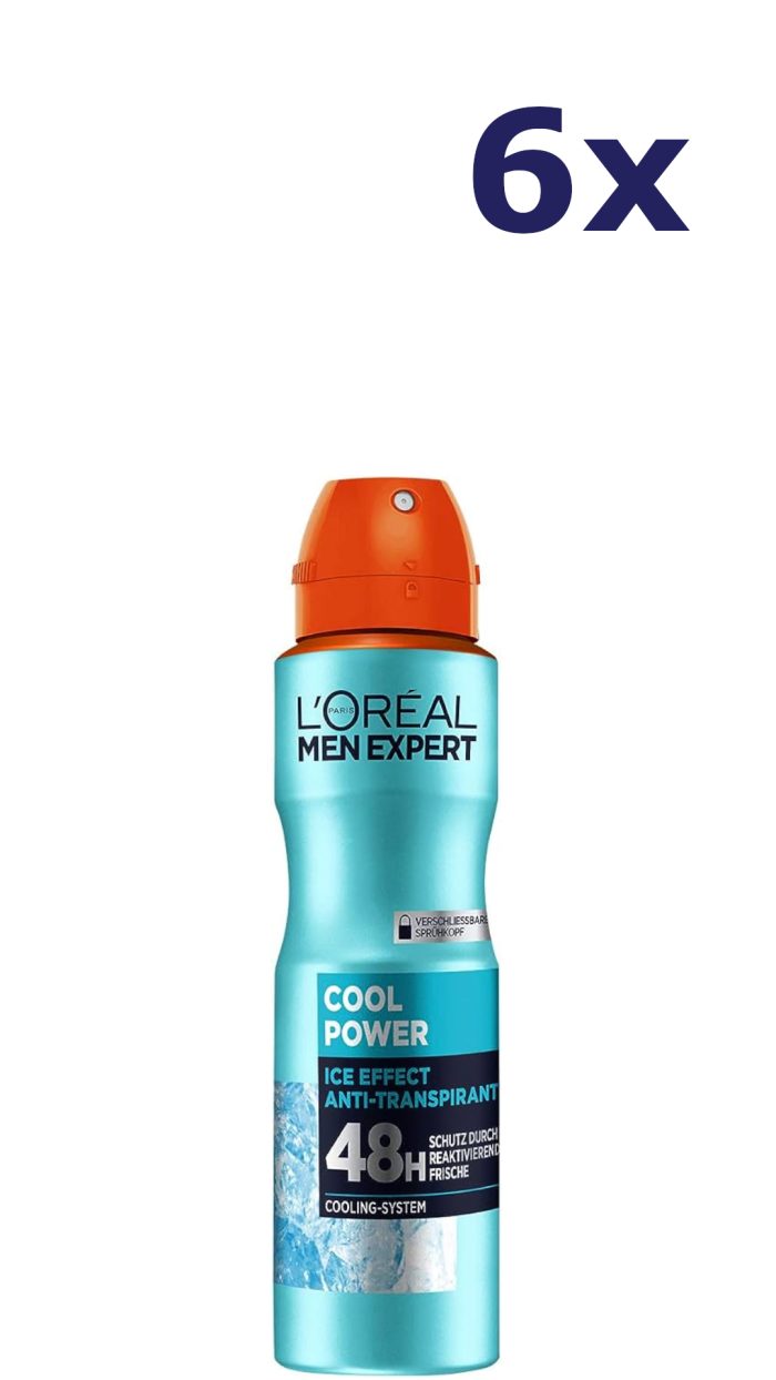 6x L'oreal Men Expert Deo Spray 150 ml Cool Power