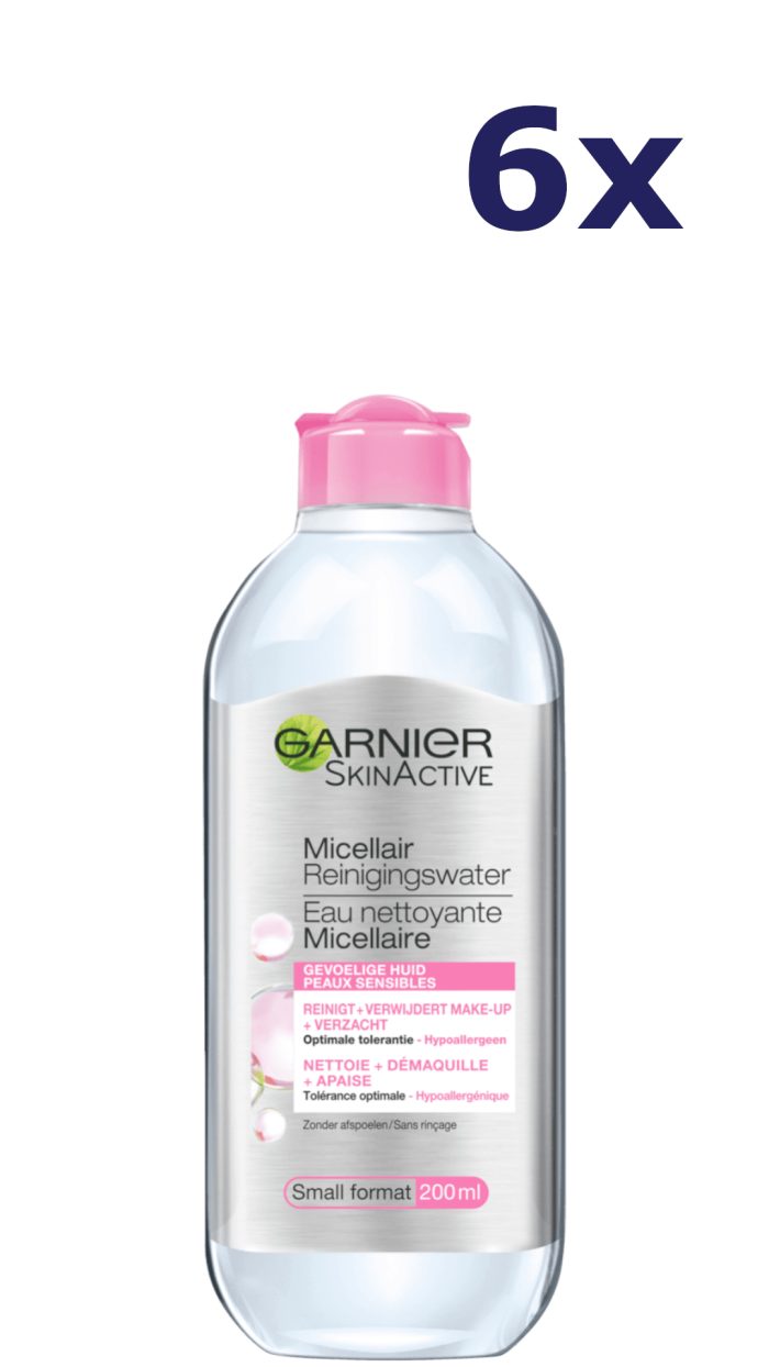 6x Garnier Micellair Water 200ml Gevoelige Huid Gezichtsreiniger