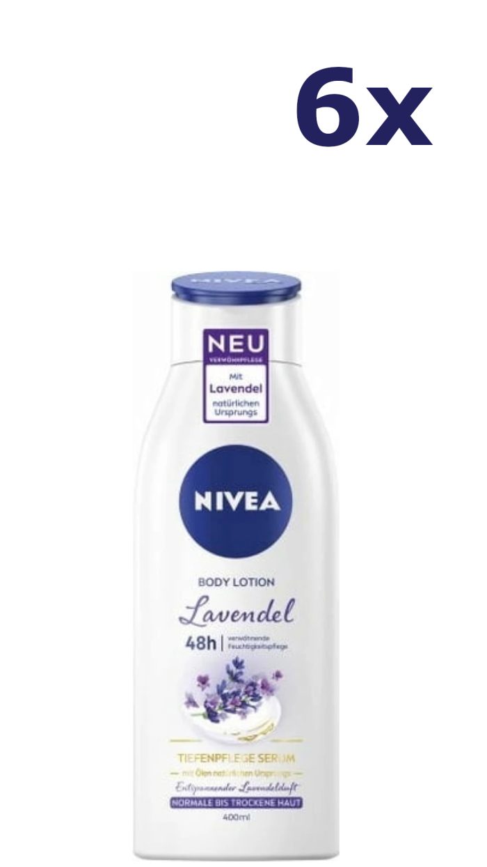 6x Nivea Body Lotion 400ml Lavendel