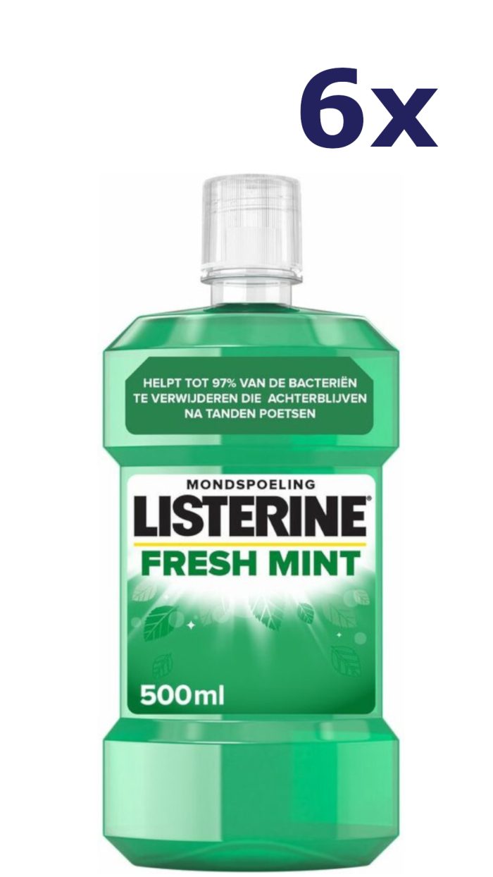 6x Listerine mondwater 500ml Fresh Mint