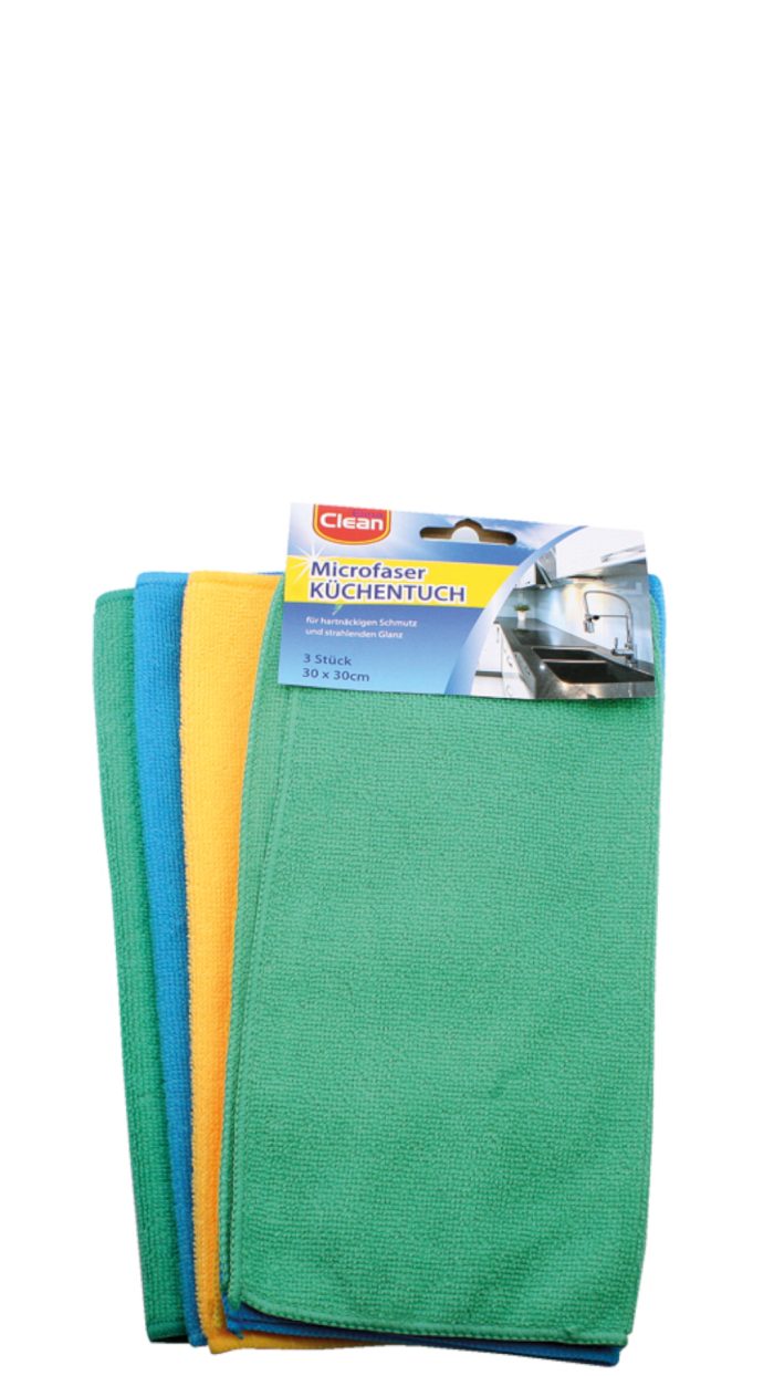 CLEAN Microvezeldoeken set van 3 kleuren 30x30cm