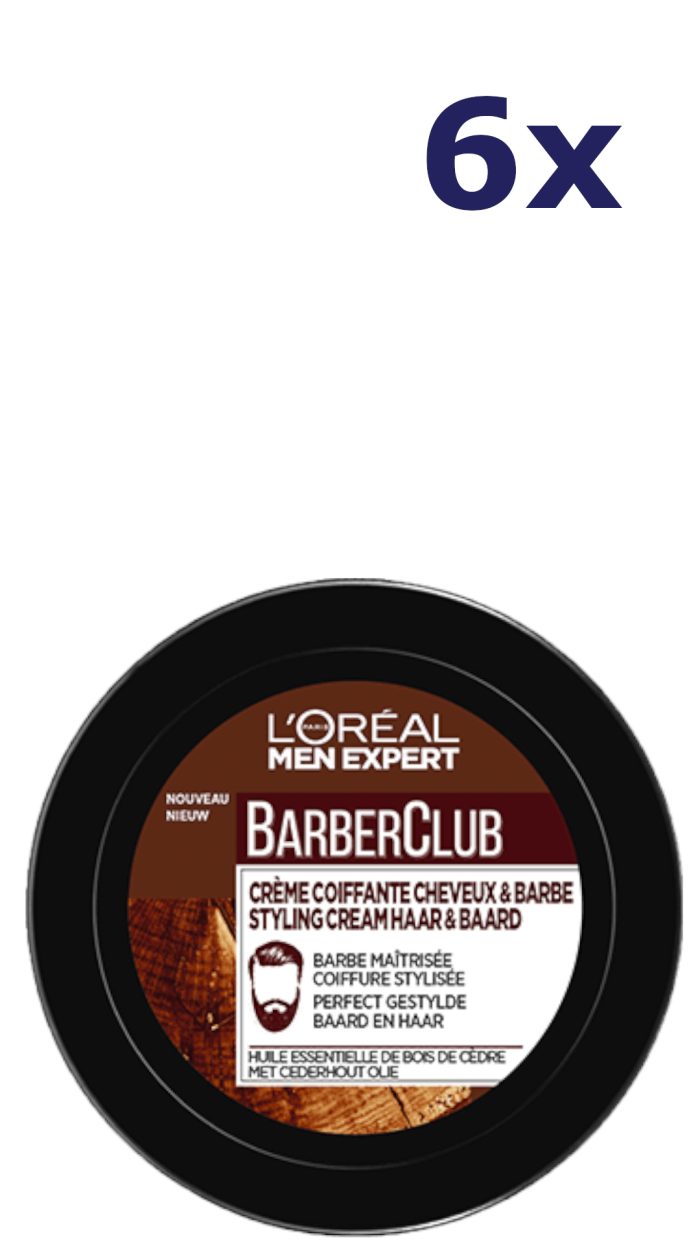 6x L'Oréal Men Expert Barber Club Styling Creme perfect gestylde baard en haar