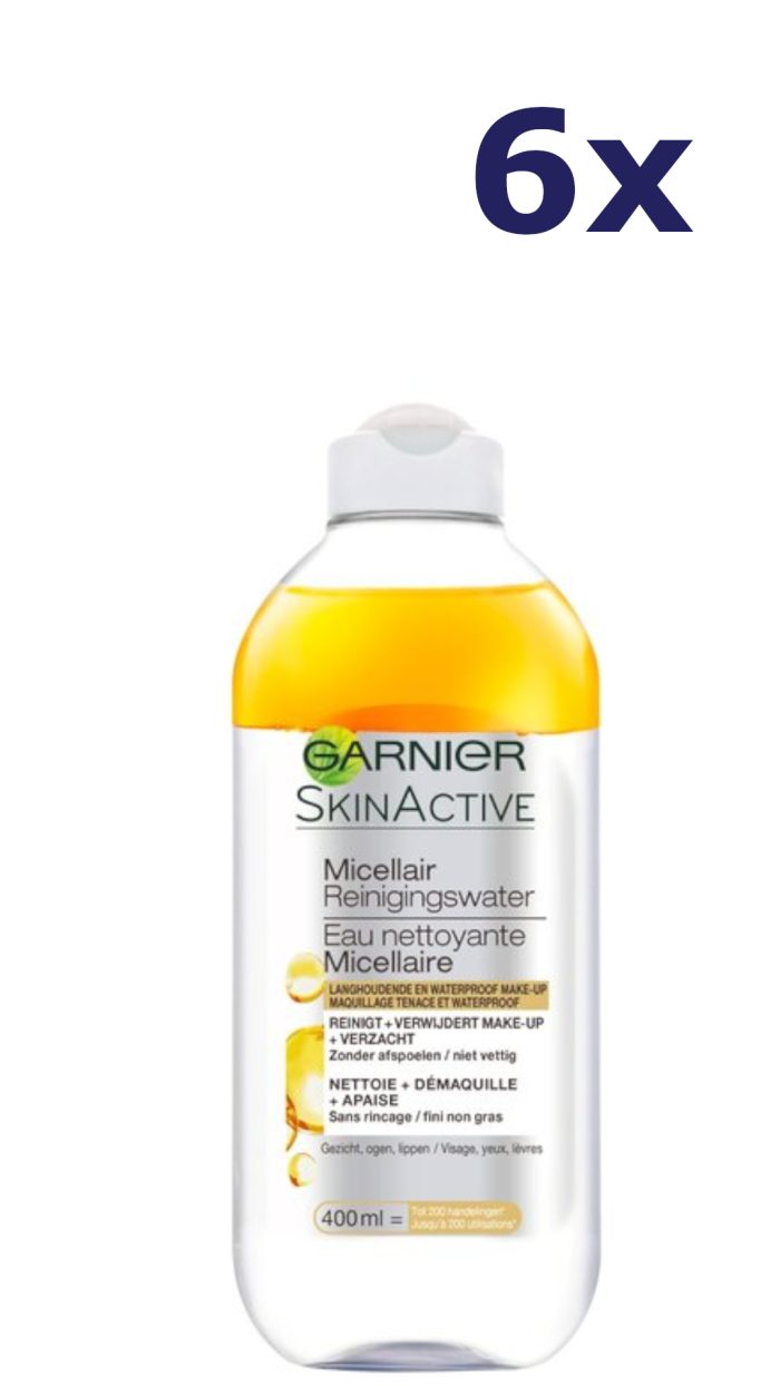 6x Garnier Micellair Water 400ml Waterproof reinigingswater