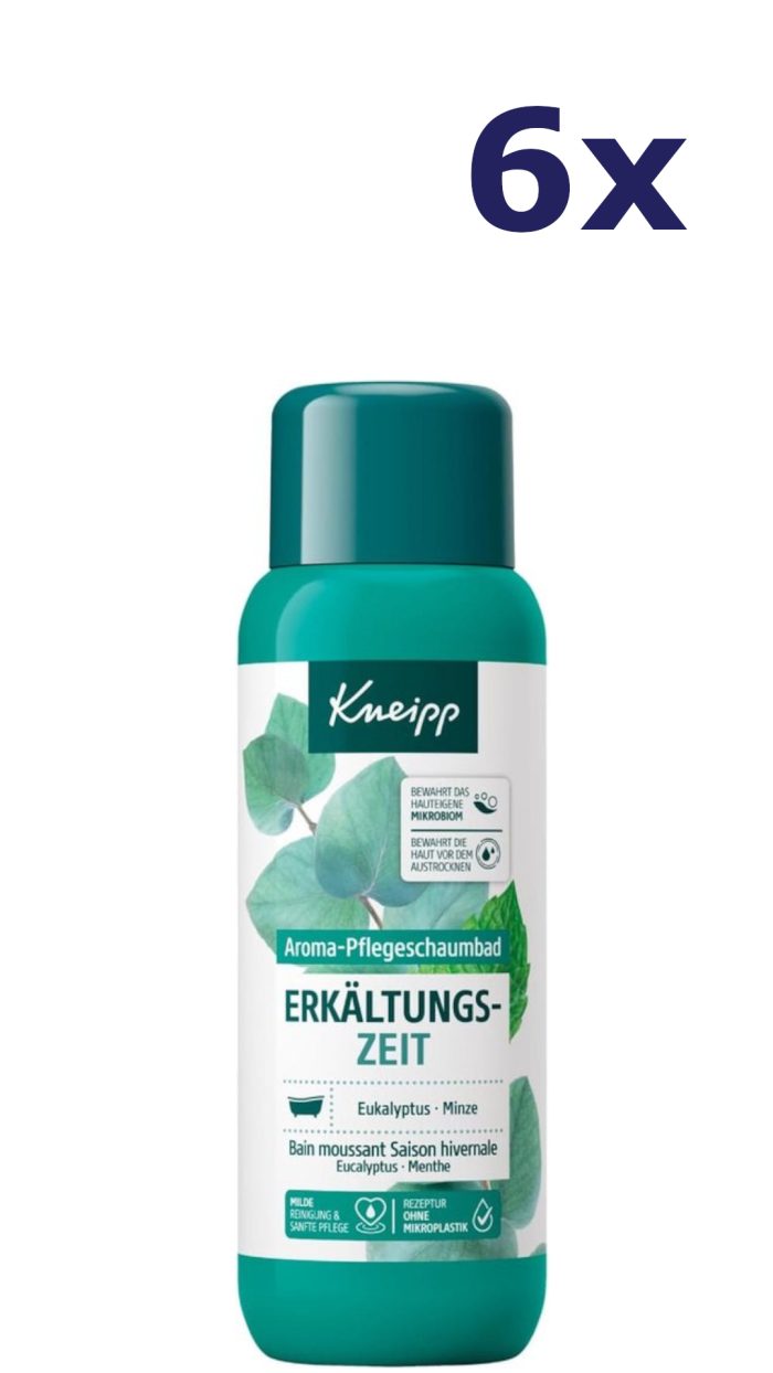 6x Kneipp badschuim verkoudheid, Eucalyptus-Munt, 400 ml