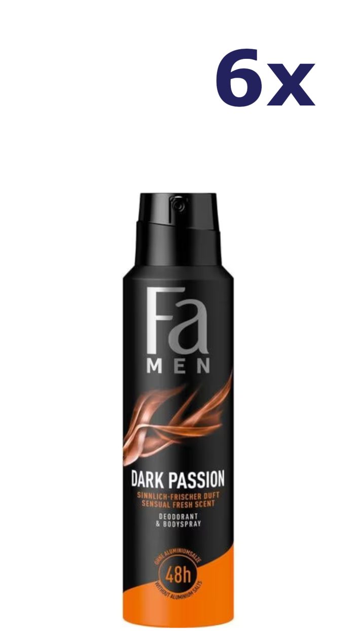 6x Fa Deo Spray 150 ml Men Dark Passion