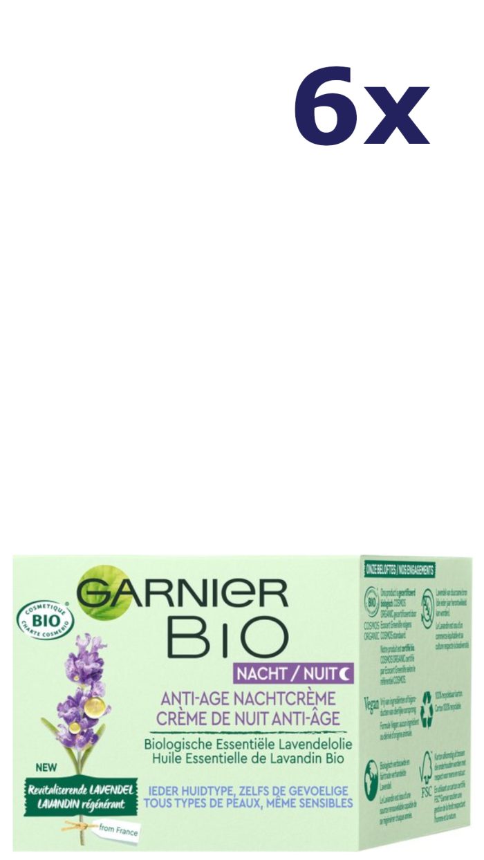 6x Garnier Skinactive Face - Anti-Age Lavendel Nachtcrème 50ML