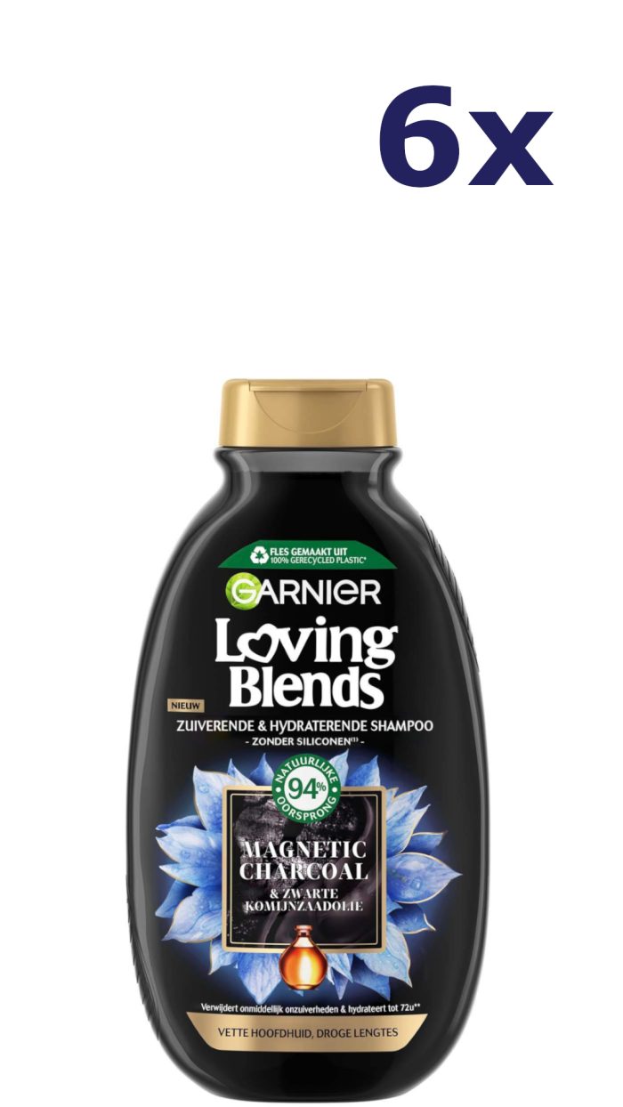 6x Garnier shampoo - Loving Blends Charcoal 300 ML