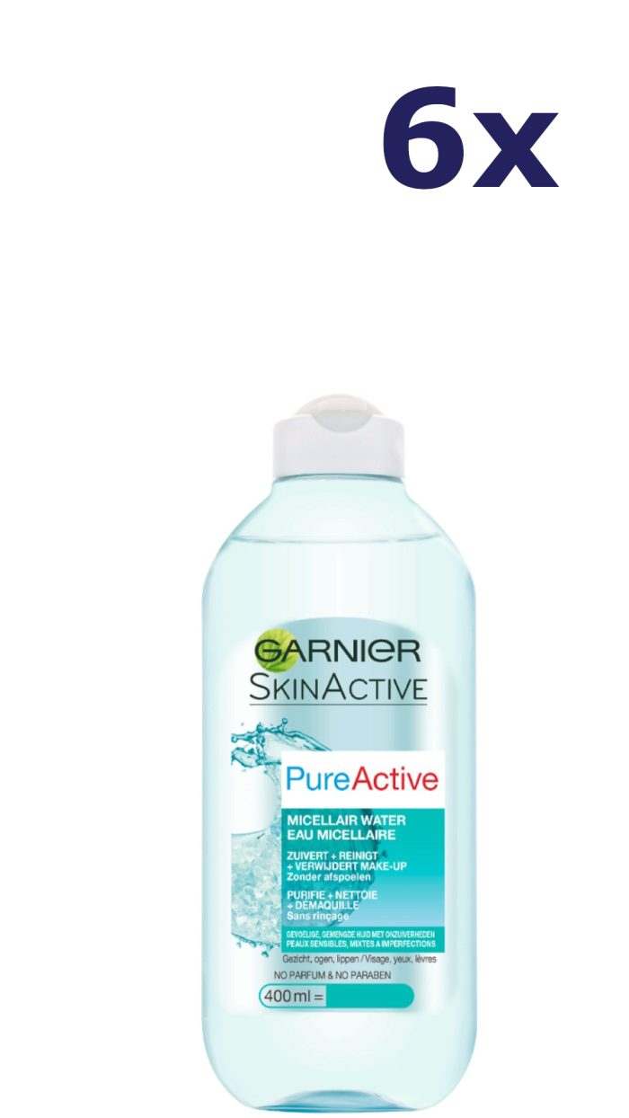 6x Garnier Skin active pure active micellair reinigingswater 400ml