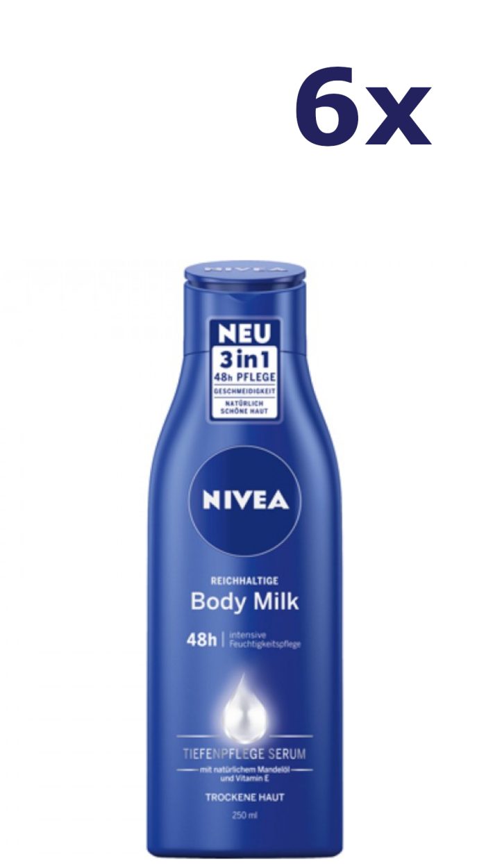 6x Nivea Verzorgende Body Milk 250ML