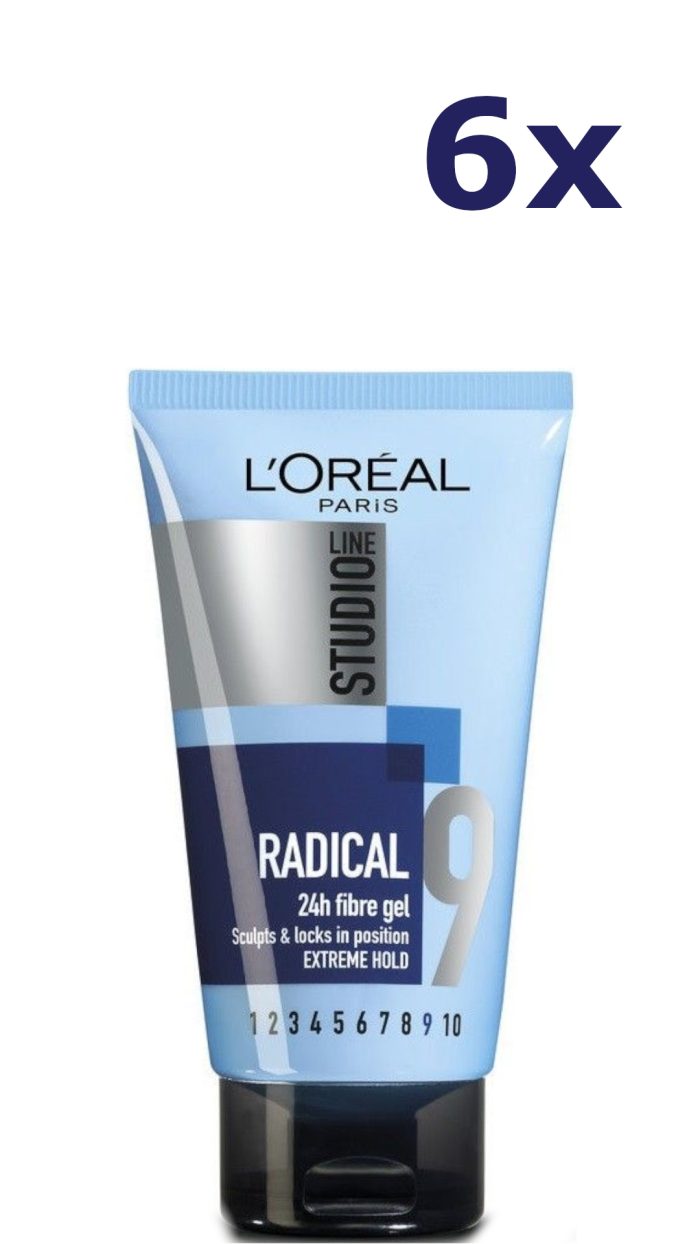 6x L’Oreal Studio Line – Haargel Radical Fiber Gel 150 ml