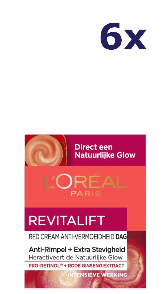 6x L'Oreal Skin Revitalift Dagcreme Rood Ginseng