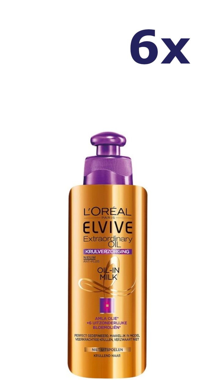 6x L'Oréal Paris Elvive Extraordinary Oil Krulverzorging Oil-In-Milk Leave-in Crème 200ml