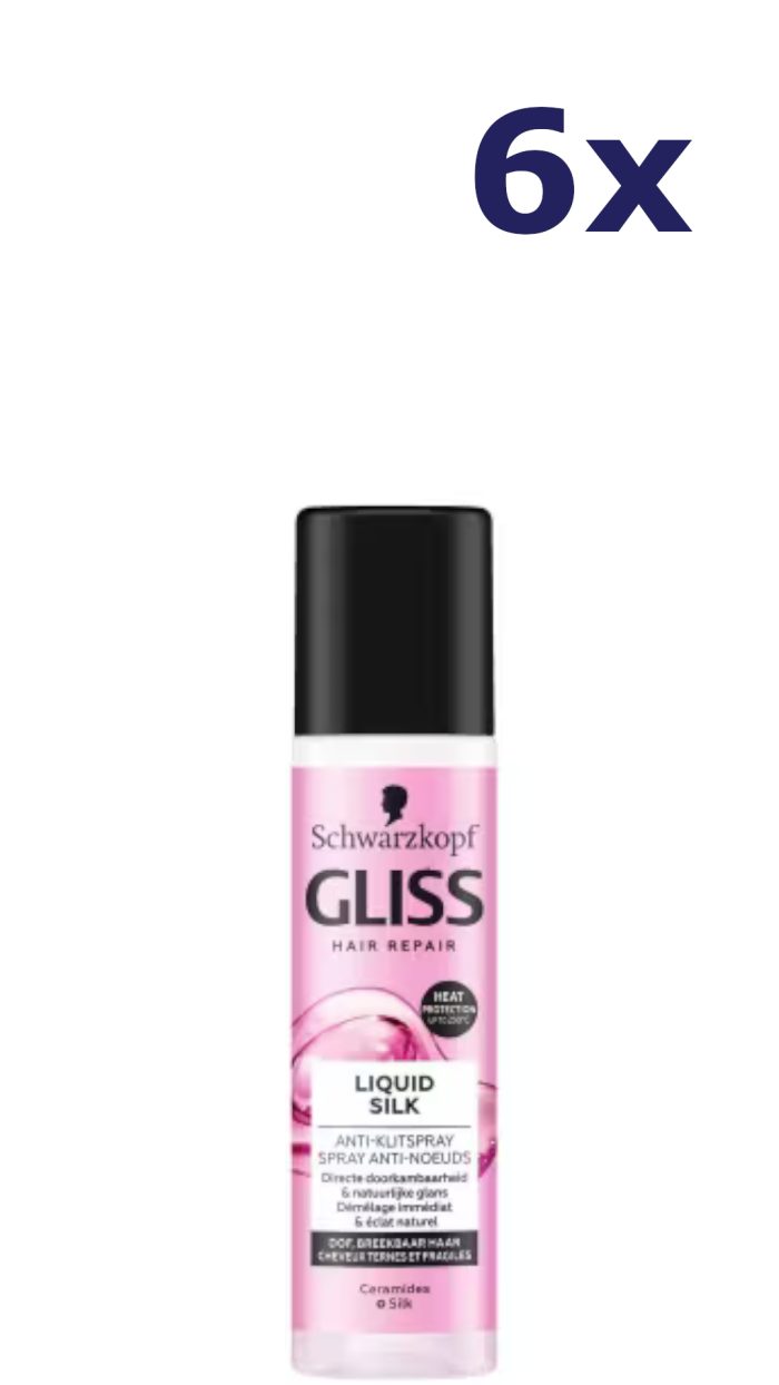 6x Gliss Liquid Silk Anti-Klitspray 200 ML