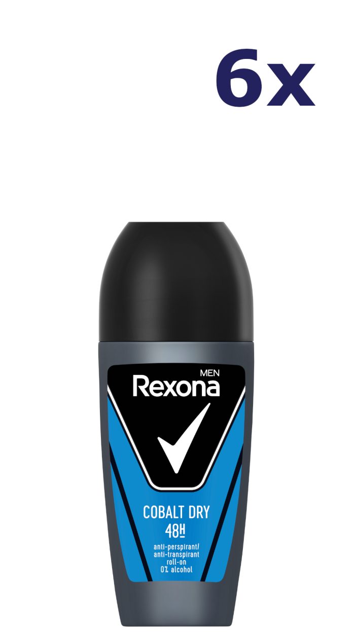 6x Rexona Deo Roll-on Men - Cobalt Dry 50 ml