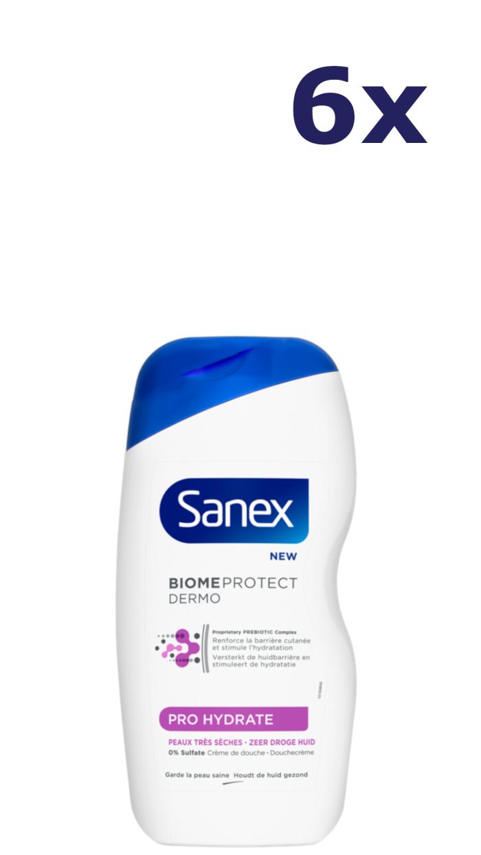 6x Sanex Douchegel Dermo Pro Hydrate 500 ml