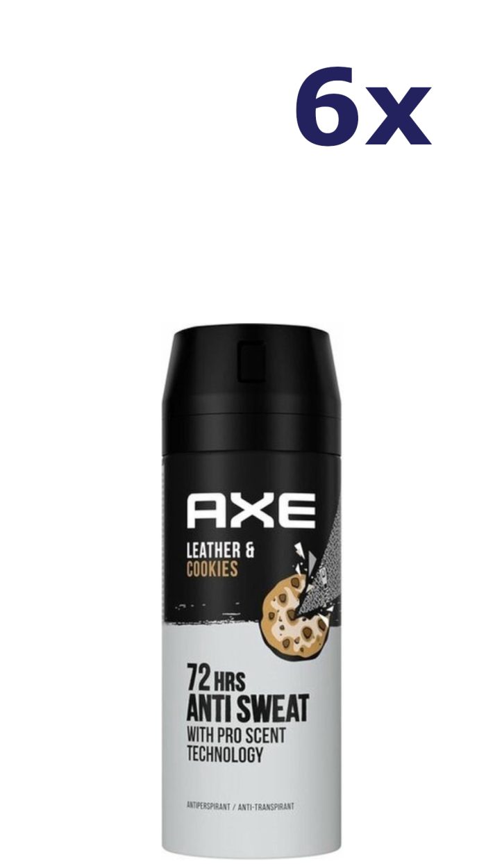 6x Axe Deospray - Collision Leather + Cookies Dry 150ml