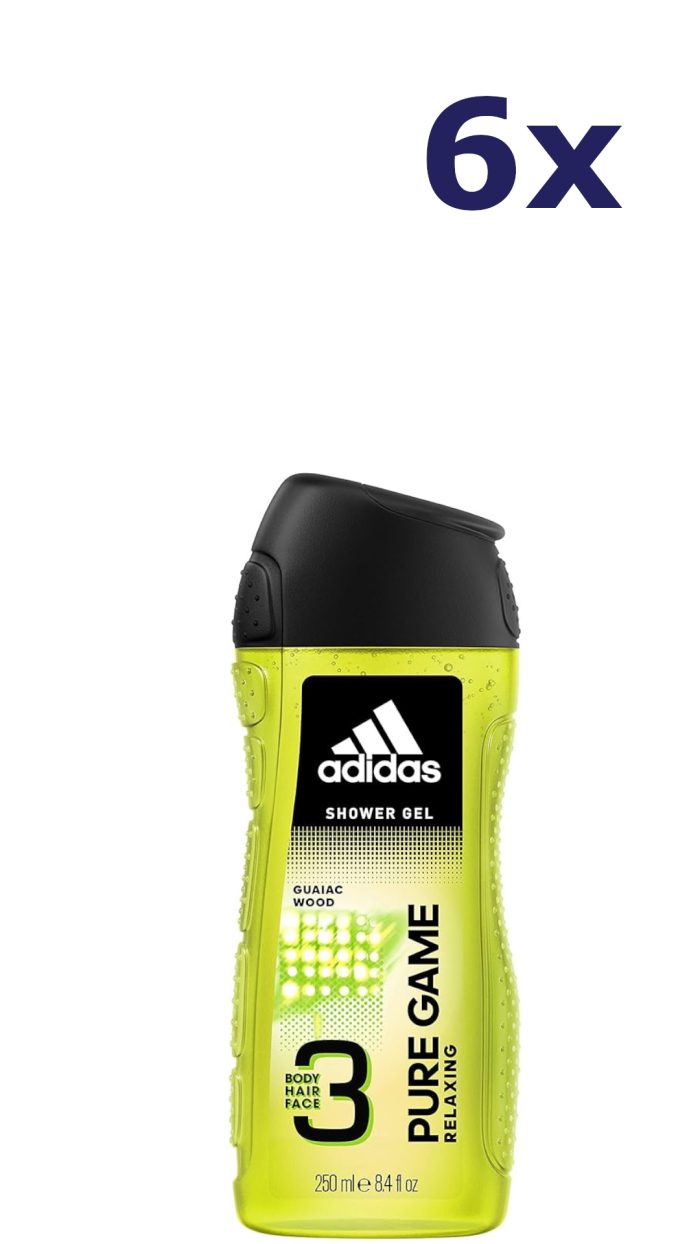 6x Adidas Douche & Shampoo Men - Pure Game 250ml