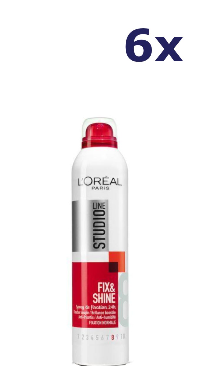 6x L'Oréal Paris Studio Line Fix & Shine Haarspray 250 ml