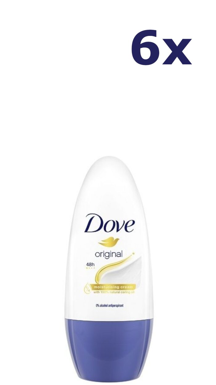 6x Dove Deo roll-on 50ml original O%