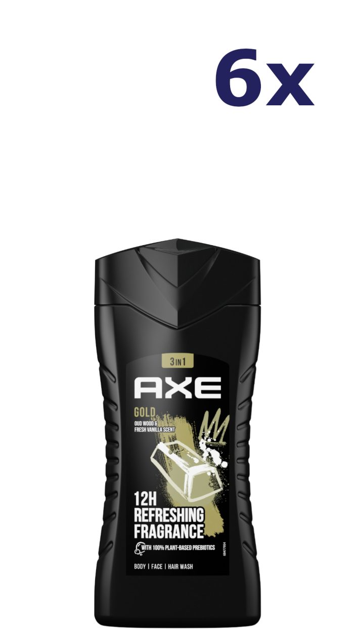 6x Axe Douchegel 250ml gold oud wood & dark vanilla