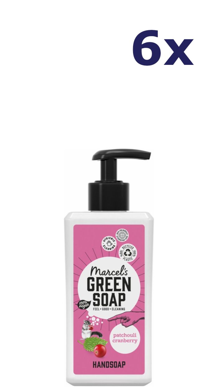 6x Marcel Green Soap handzeep Patchouli & Cranberry 250ml