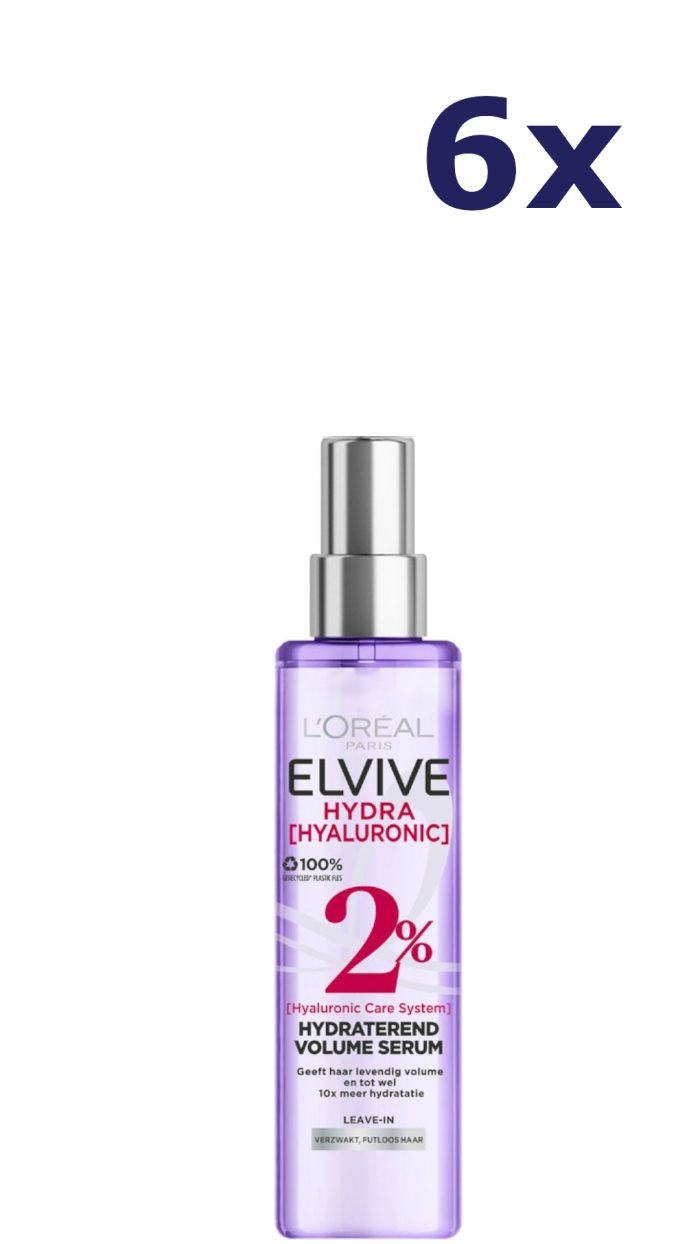 6x L'Oreal Elvive Serum 150ml Hydraterend Volume