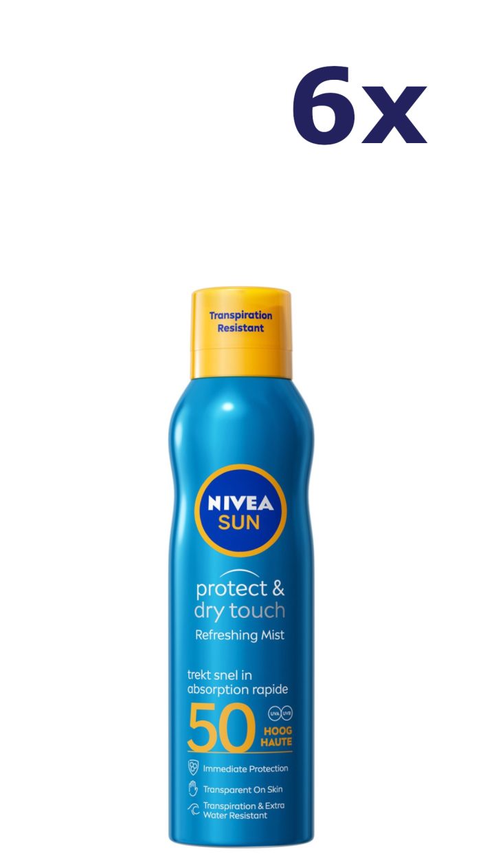 6x Nivea Sun protect & dry touch spray SPF50 200ml zonnebrand