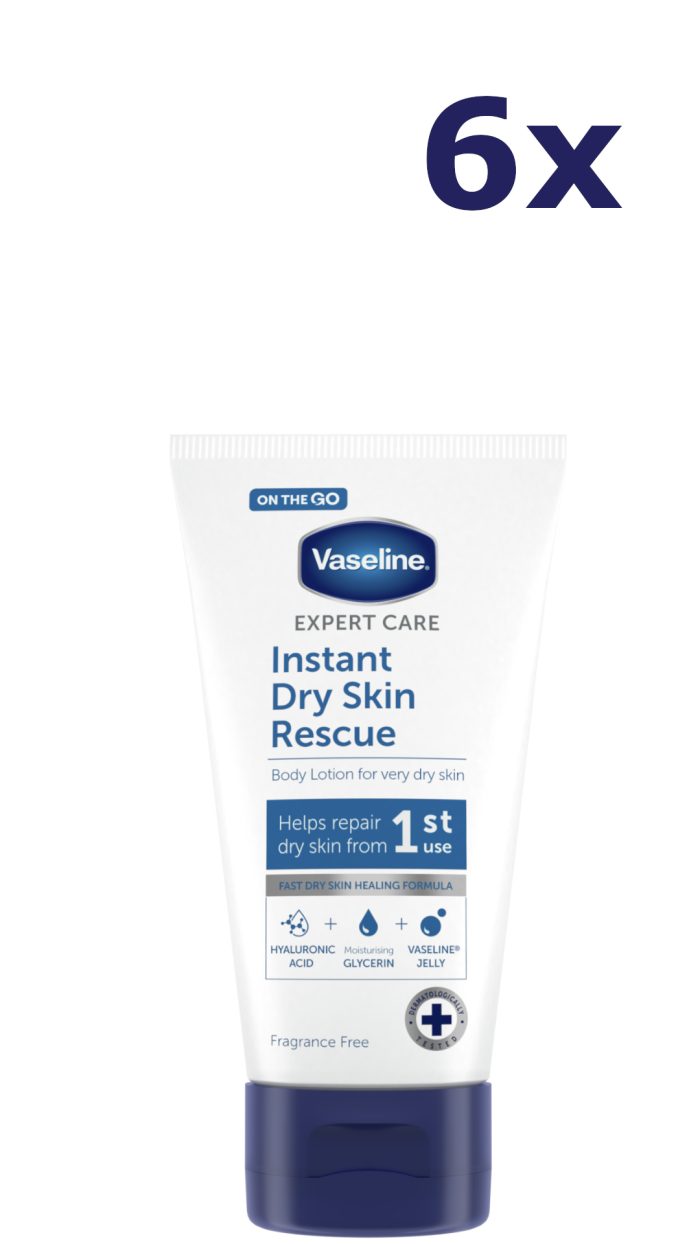 6x Vaseline Bodylotion Instant Dry Skin Rescue Tube 75 ML