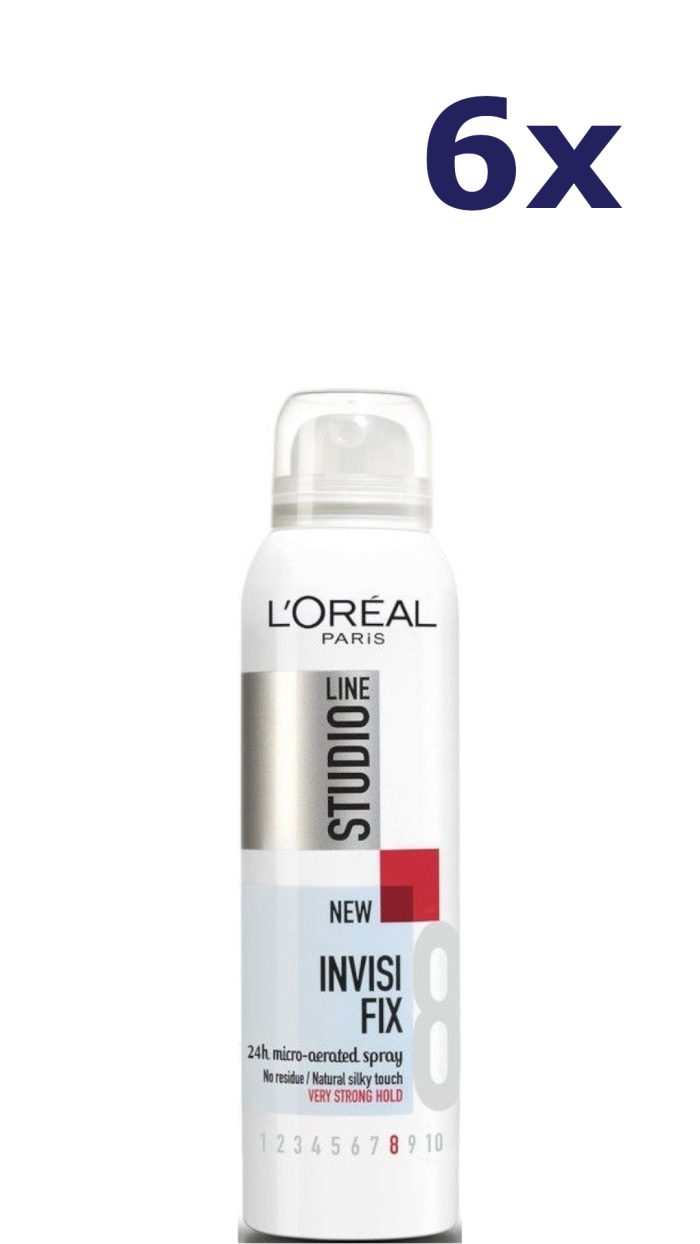 6x L'Oréal Paris Studio Line Invisi Fix 24H Haarspray 250 ml