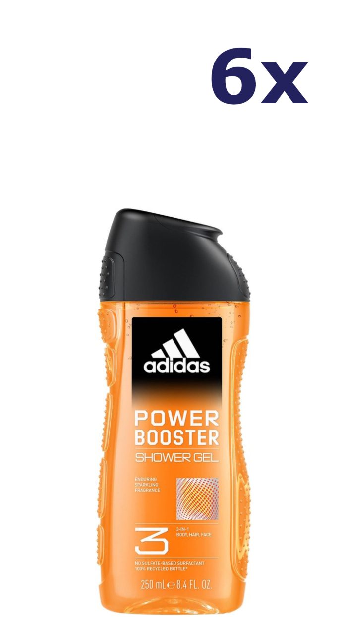 6x Adidas Shower 250ml 3in1 Power Booster