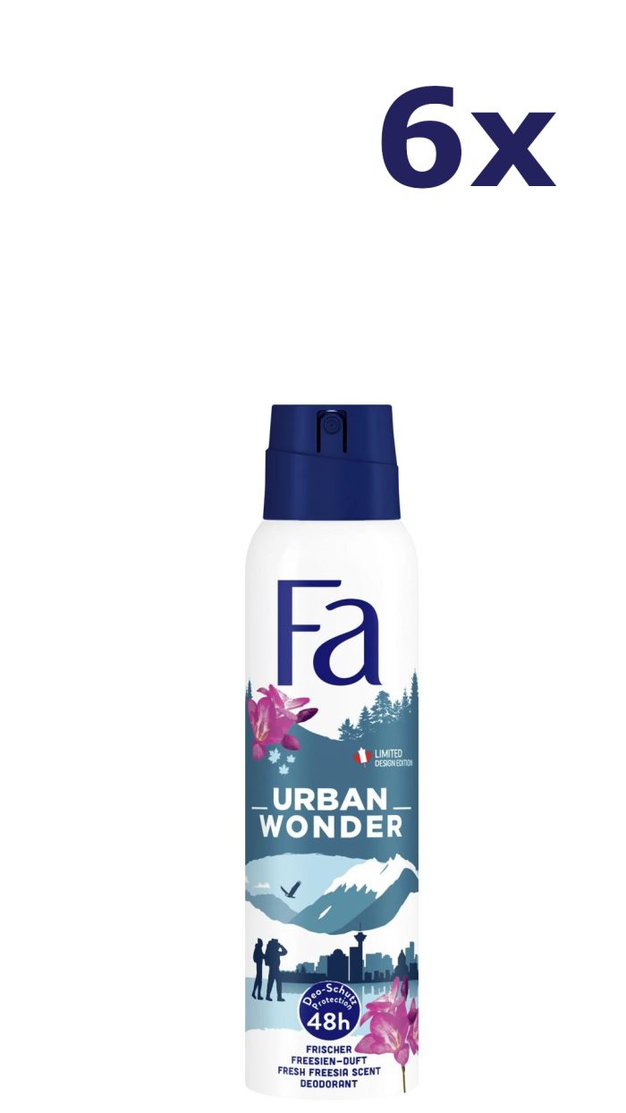 6x Fa Deospray – Urban Wonders Frisse Zeelucht 150 ml