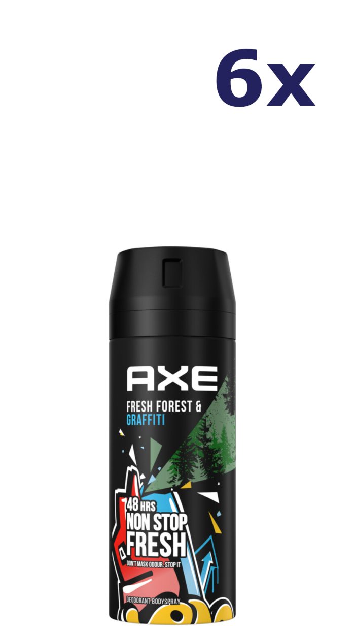 6x Axe Deospray - Collision Fresh Forest & Graffiti 150ml