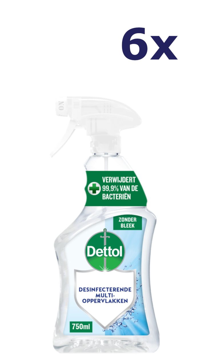 6x Dettol 750ml spray desinfecterend multi-oppervlakken