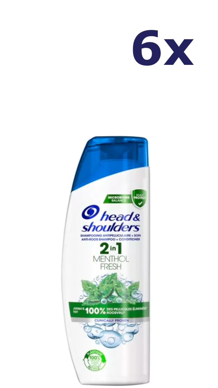 6x Head & Shoulders shampoo menthol 2in1 380ML