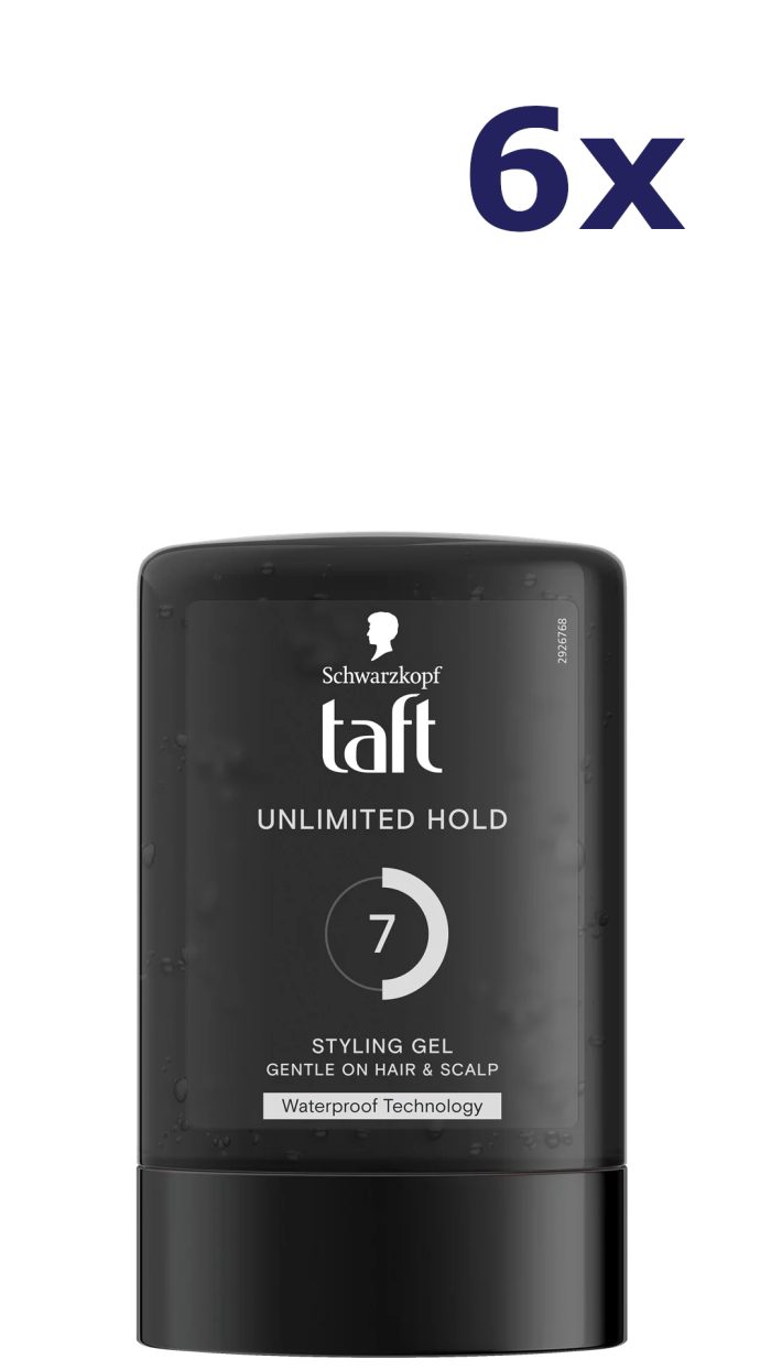 6x Taft Gel Tottle 300ml Unlimited Hold 7